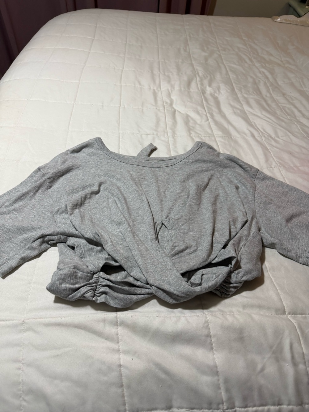 aerie Heather Gray Crop Tee with tie back